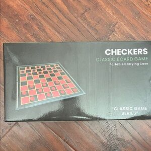 Checkers Board Game with Portable Carrying Case